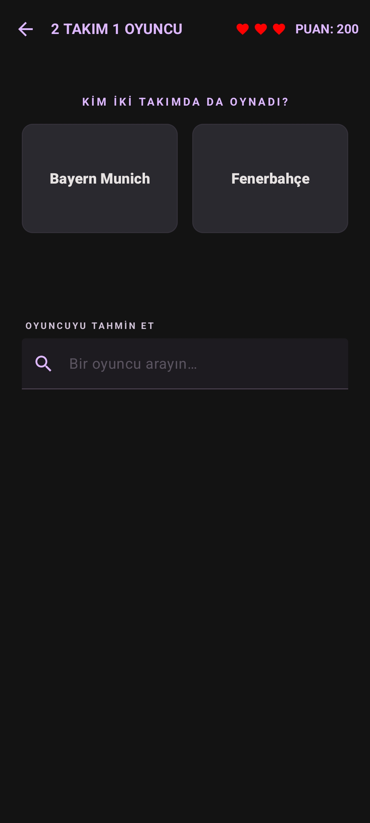 2 Takım 1 Oyuncu